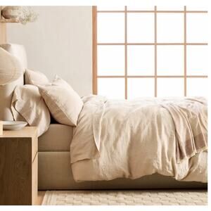 Quince European Luxury Linen Duvet Cover Set king Oat NWOT #78